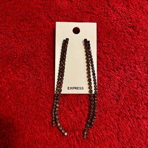 NWT Express Rhinestone Cup Chain Linear Drop Earrings